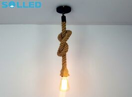 Foto van Lampen verlichting retro fashionable hemp rope pendant lamp chic light with sucking disc for coffee 