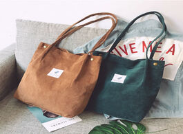 Foto van Tassen bags for women 2020 corduroy shoulder bag reusable shopping casual tote female handbag a cert