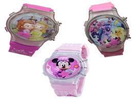Foto van Horloge 6 cartoon girls silicone children electronic watches princess minnie light flip s watch chri