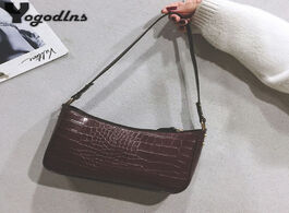 Foto van Tassen retro shoulder bags for women crocodile pattern leather armpit bag advanced baguette design f