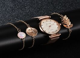 Foto van Horloge luxury set watch women magnet buckle flower bracelet rose gold rhinestone dress ladies gift 