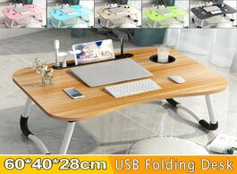 Foto van Meubels new folding laptop stand holder study table lamp usb fan desk wooden foldable computer for b