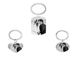 Foto van Sieraden diy engraved photo keychains heart stainless steel custom name keyring tag round shape coup