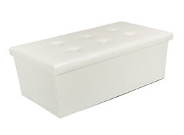 Foto van Meubels practical pvc leather rectangle shape with button footstool white