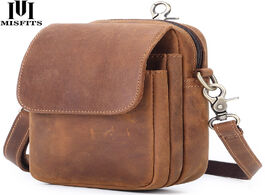 Foto van Tassen misfits men s fashion retro leisure waist bag large capacity genuine leather crossbody should