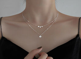Foto van Sieraden 925 sterling silver double layer round bead pendant necklace simple fashion female clavicle