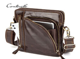 Foto van Tassen contact s quality leather male casual shoulder messenger bag cowhide crossbody bags for 10.5 