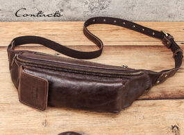 Foto van Tassen contact s waist belt bag men genuine leather packs brand organizer travel chest phone pocket 