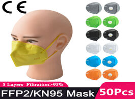 Foto van Beveiliging en bescherming in stock 50pcs ffp2 face mask kn95 facial pm2.5 filter 5 layers mascarill