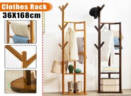 Foto van Meubels bamboo floor coat rack living room bedroom standing clothes hanger storage holder shelf 6 ho