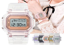 Foto van Horloge new ins watch women stylish classic transparent belt led digital electronic waterproof watch