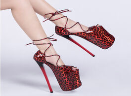 Foto van Schoenen 22cm high heeled shoes peep toe roman hollow thin heels pumps 9 inches leopard thick platfo