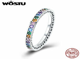 Foto van Sieraden wostu genuine 925 sterling silver rainbow colorful cz stone finger rings for women luxury b