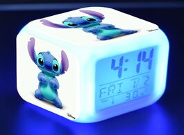 Foto van Speelgoed disney anime cartoon stitch printing alarm clock children s led colorful color changing to