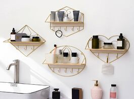 Foto van Huis inrichting nordic iron hexagonal grid wall storage rack shelf hanging geometric figure decorati