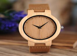Foto van Horloge relogio masculino bobo bird watch men bamboo wristwatches real leather band for in gift box 