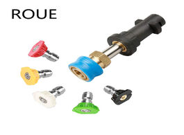 Foto van Auto motor accessoires pressure washer gun adapter with 1 4 inch blue holder coupler brass female no