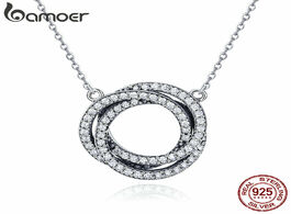 Foto van Sieraden bamoer real 925 sterling silver minimalism elegant round circle clear cz pendant necklaces 