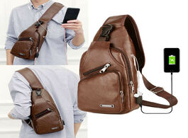 Foto van Tassen 2020 business bag leather usb portable charging casual sports backpack crossbody shoulder fas