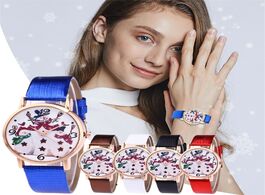 Foto van Horloge luxury elegant casual watch quartz christmas fashion s imple belt dial ladies