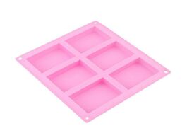 Foto van Huis inrichting 6 cavity plain basic rectangle silicone soap mold baking tray for homemade diy craft