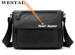 Foto van Tassen westal laser men s bag genuine leather black bags for shoulder man crossbody messenger handba
