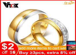 Foto van Sieraden vnox wedding ring for women men gold color love engagement couple stainless steel lovers je
