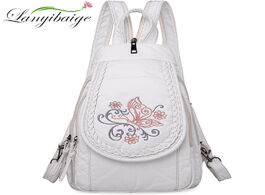 Foto van Tassen new fashion embroidery women s backpack beautiful butterfly flower pattern leather ladies lig