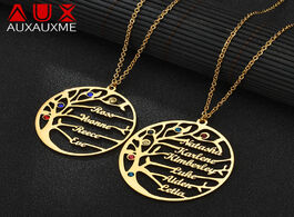 Foto van Sieraden auxauxme personalized tree of life custom name necklace stainless steel golden family women