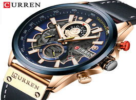 Foto van Horloge curren luxury quartz watch men watches creative design dial man wristwatch waterproof leathe