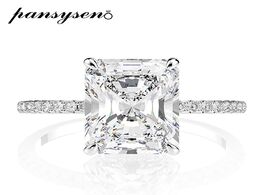 Foto van Sieraden pansysen real 925 sterling silver emerald cut created moissanite diamond wedding rings for 