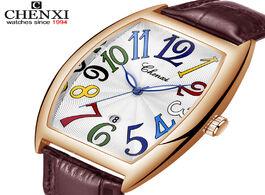 Foto van Horloge men watches top brand luxury chenxi tonneau quartz watch s leather waterproof 30m business f