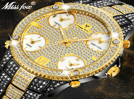 Foto van Horloge missfox 51mm oversized big dial luxury watch men diamond accented case with 5 quartz movt an