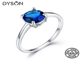 Foto van Sieraden dyson 925 sterling silver ring solitaire round created nano blue sapphire rings for women g