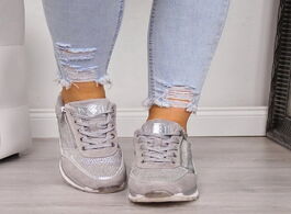 Foto van Schoenen women sneakers ladies elastic thicken heel running shoes zipper leather platform trainers t