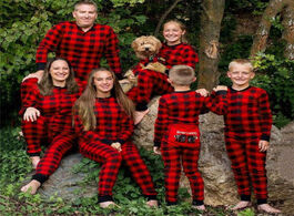 Foto van Baby peuter benodigdheden family matching pajamas jumpsuit clothes father mother plaid print mommy g