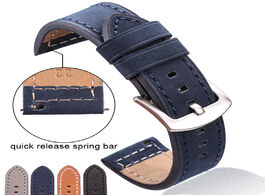 Foto van Horloge hengrc genuine leather watchbands bracelet black blue gray brown cowhide watch strap for wom