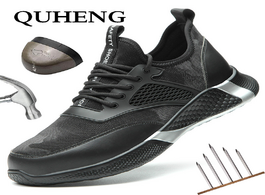 Foto van Schoenen quheng safety work shoes for men steel toe cap anti smashing working boots all season breat
