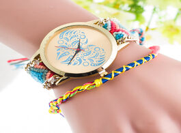 Foto van Horloge girl s watches ethnic style hand woven peach heart strap watch multicolor bracelet wristband