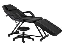 Foto van Meubels 72 adjustable beauty bed salon spa massage tattoo chair with stool black