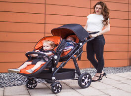 Foto van Baby peuter benodigdheden twin stroller high view luxury with sleeping basket mode foldable double s