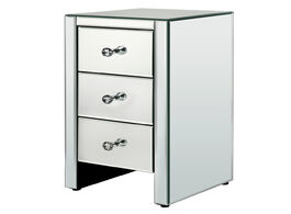 Foto van Meubels mirrored glass bedside table with three drawers size s