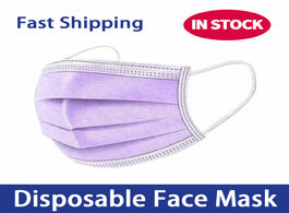 Foto van Beveiliging en bescherming disposable face mask 3 ply non woven fabric purple mouth 10 50 100 200 pc