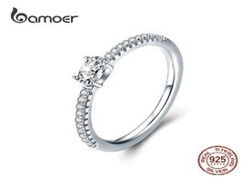 Foto van Sieraden bamoer wedding ring sterling silver 925 clear cubic zirconia engagement rings for women pro
