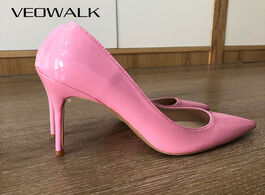 Foto van Schoenen veowalk solid candy pink women formal stilettos high heels pointed toe slip on pumps elegan