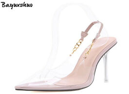 Foto van Schoenen women high heels cozy pvc transparent pointed toe stiletto pumps ladies sexy slingback gold