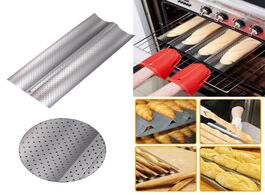 Foto van Huis inrichting 2 grid silver baguette mold baking oven with long air holes home pan non stick plate
