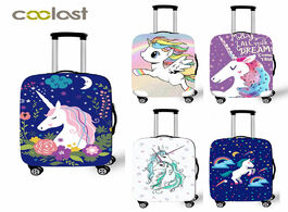Foto van Tassen 18 32 inch pink suitcase protective covers cartoon unicorn luggage cover elastic travel troll