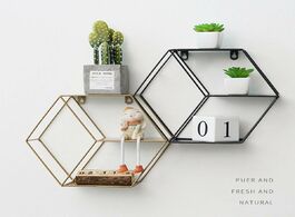Foto van Huis inrichting nordic style metal decorative shelf hexagon storage holder rack shelves home wall de