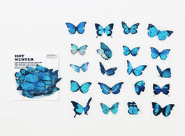 Foto van Kantoor school benodigdheden 40pcs pack blue butterfly pvc craft sticker notebook diary diy decorati
